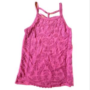 Rewind Spaghetti Strap Lace Pink Top